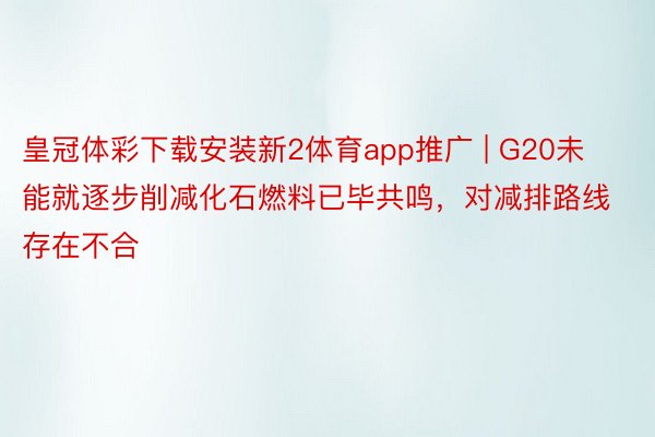 皇冠体彩下载安装新2体育app推广 | G20未能就逐步削减化石燃料已毕共鸣，对减排路线存在不合