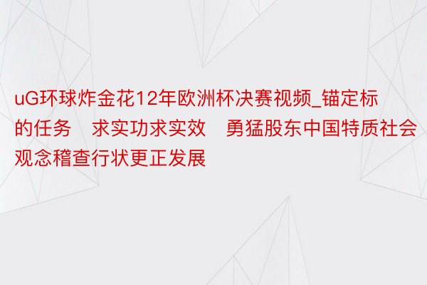 uG环球炸金花12年欧洲杯决赛视频_锚定标的任务　求实功求实效　勇猛股东中国特质社会观念稽查行状更正发展