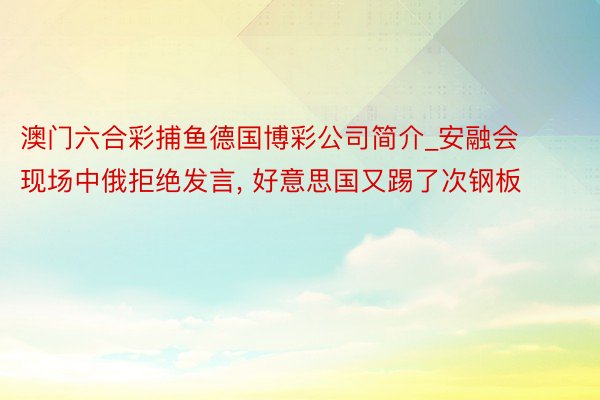 澳门六合彩捕鱼德国博彩公司简介_安融会现场中俄拒绝发言， 好意思国又踢了次钢板