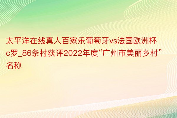 太平洋在线真人百家乐葡萄牙vs法国欧洲杯c罗_86条村获评2