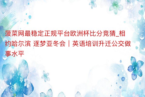菠菜网最稳定正规平台欧洲杯比分竞猜_相约哈尔滨 逐梦亚冬会｜英语培训升迁公交做事水平