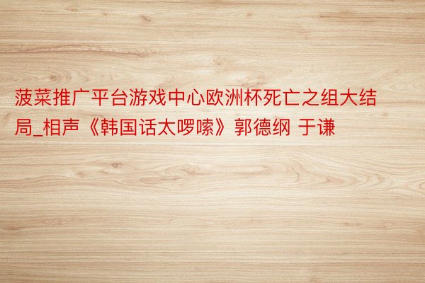 菠菜推广平台游戏中心欧洲杯死亡之组大结局_相声《韩国话太啰嗦》郭德纲 于谦
